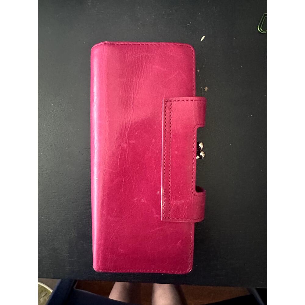 Magenta Distressed Wallet | Hobo International | OS - Picture 3 of 5